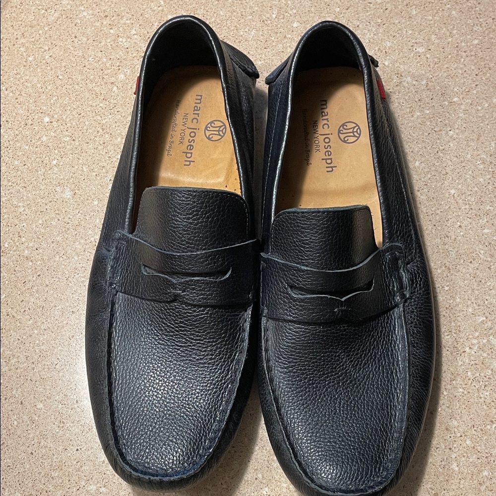 Marc Joseph Men's Black Leather Slip-Ons